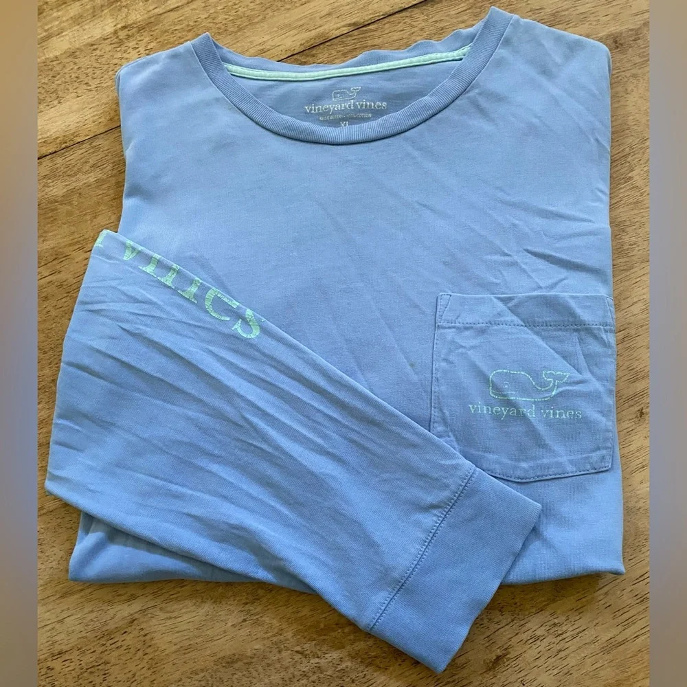 Vineyard Vines Men’s Size XL Light Blue 100% Cotton Long‎ Sleeve Graphic Shirt